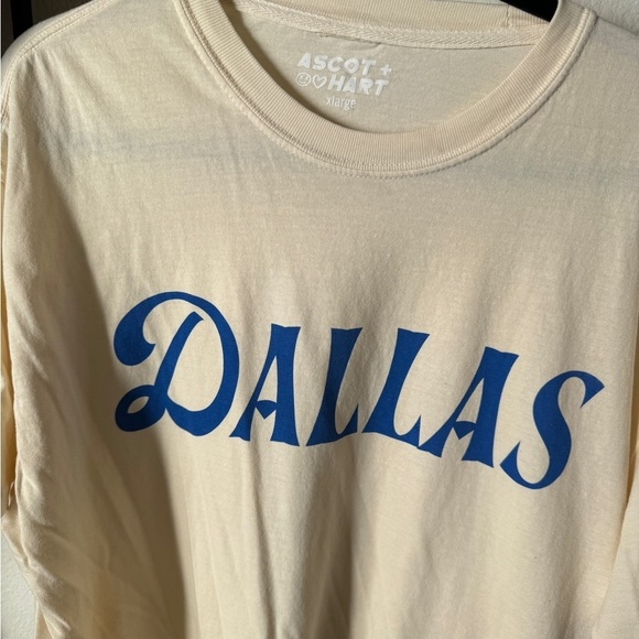 Ascot & Hart ivory blue Dallas graphic oversized T-shirt tee shirt top vintage - Picture 3 of 4